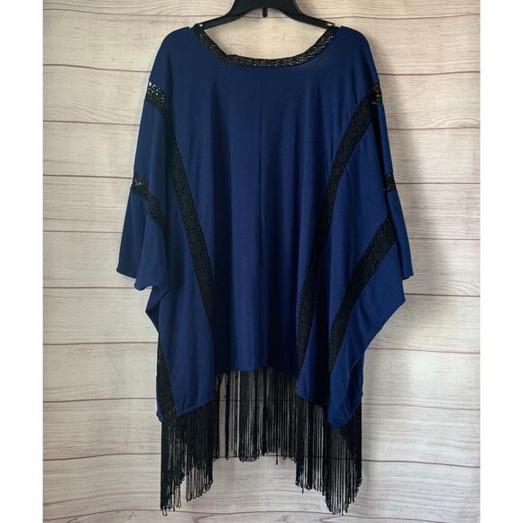 Serena Williams Signature Statement Blue and Black Cardigan Lace and Fringe M/L - Picture 5 of 16